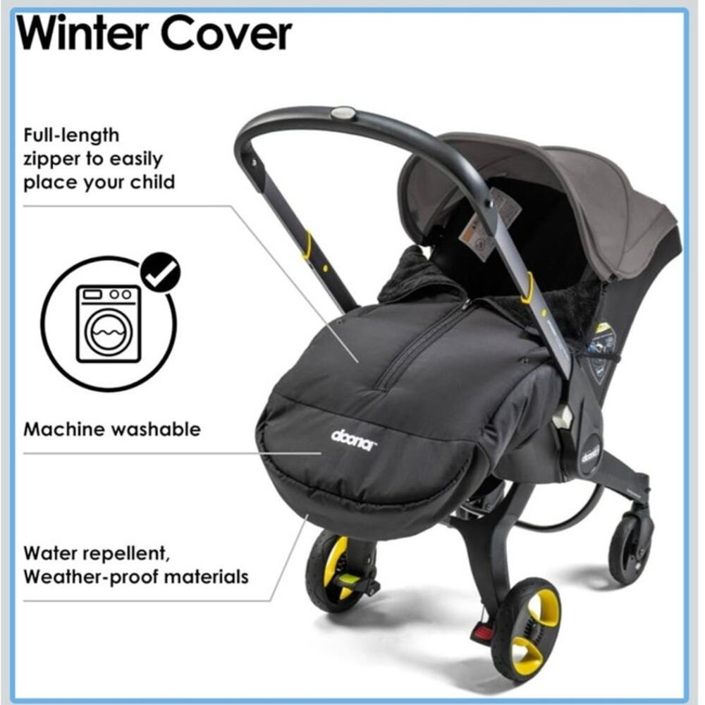 doona Winter Cover for doona car seat Black Water-repellent
